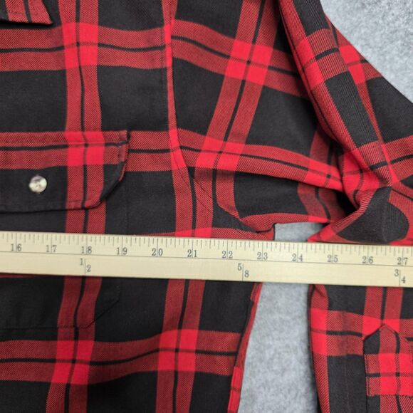 Vintage Cabela's Red Black Flannel Corduroy Collar Shirt Mens Large Made USA 90s - Picture 6 of 8